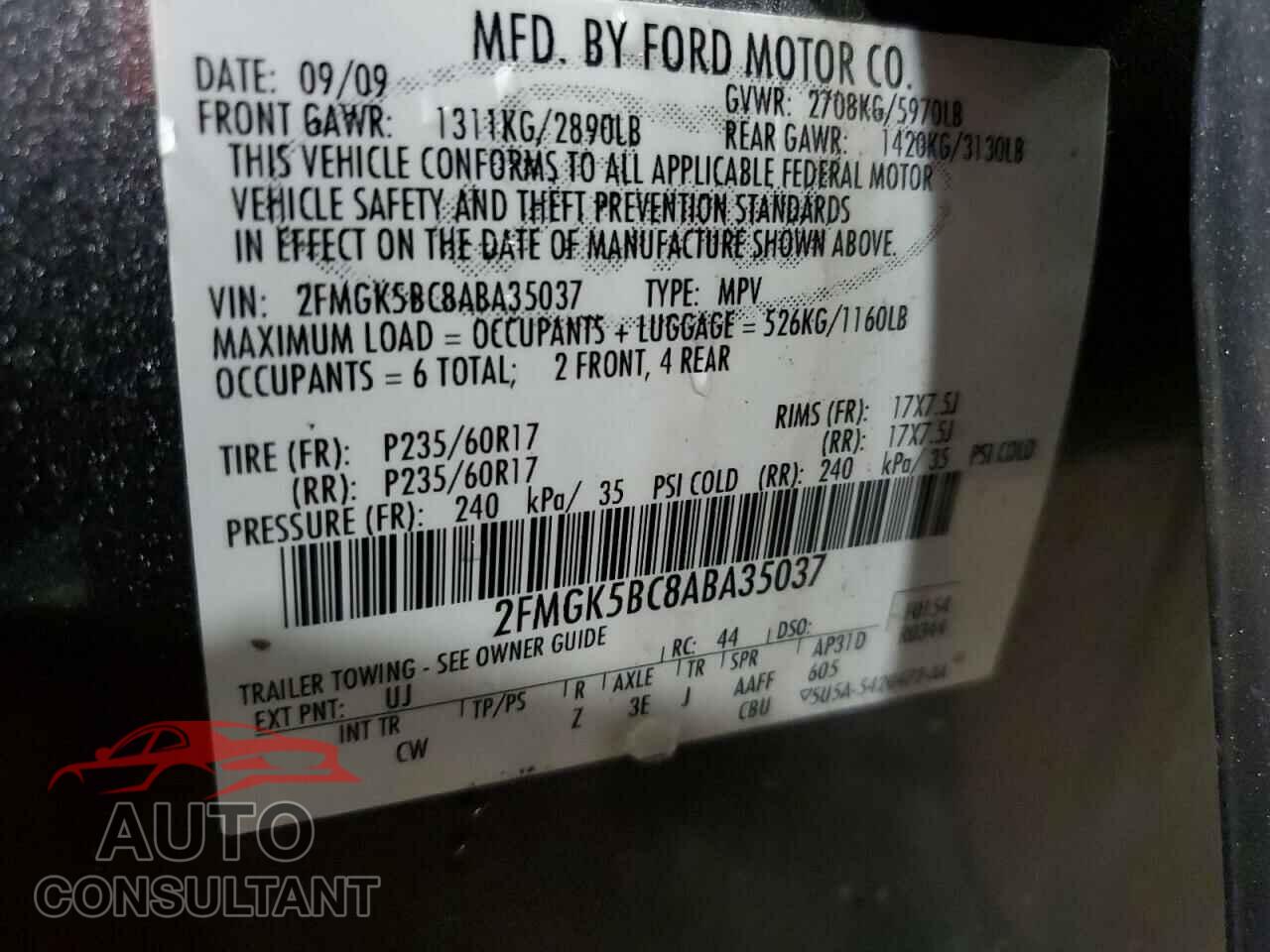 FORD FLEX 2010 - 2FMGK5BC8ABA35037