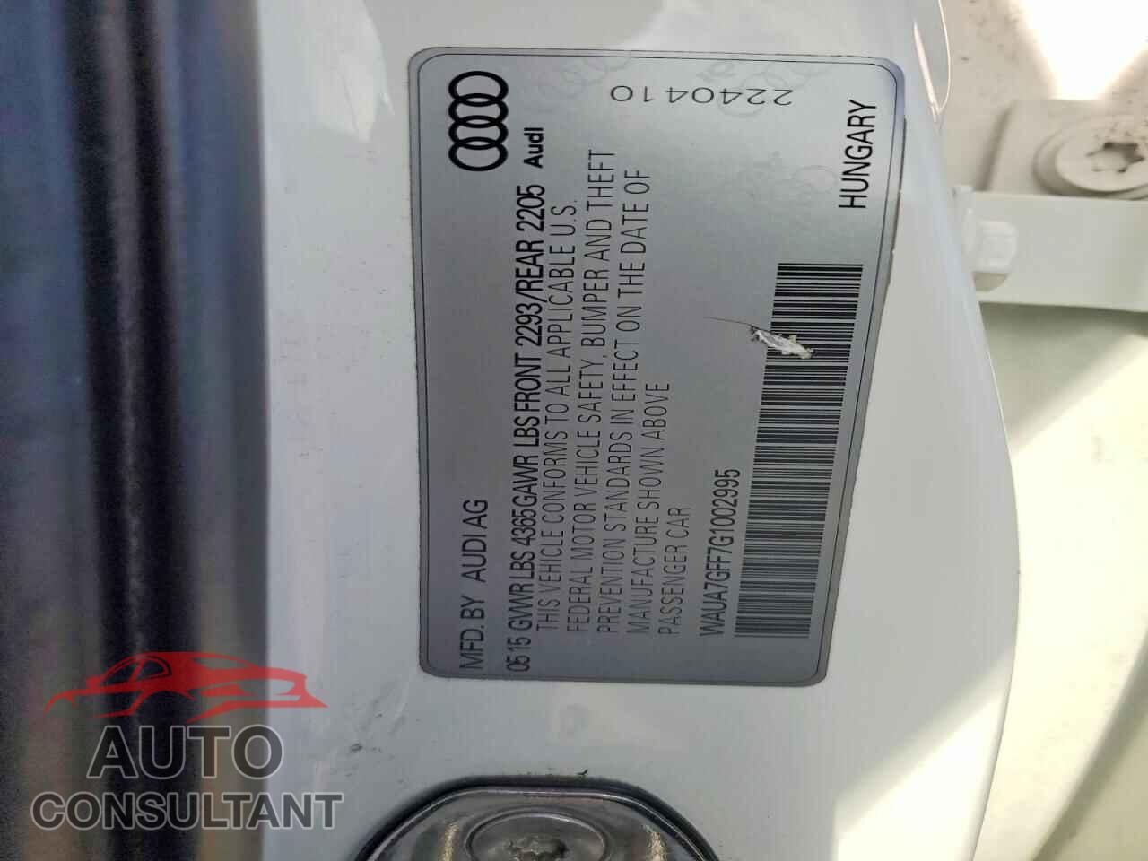 AUDI A3 2016 - WAUA7GFF7G1002995