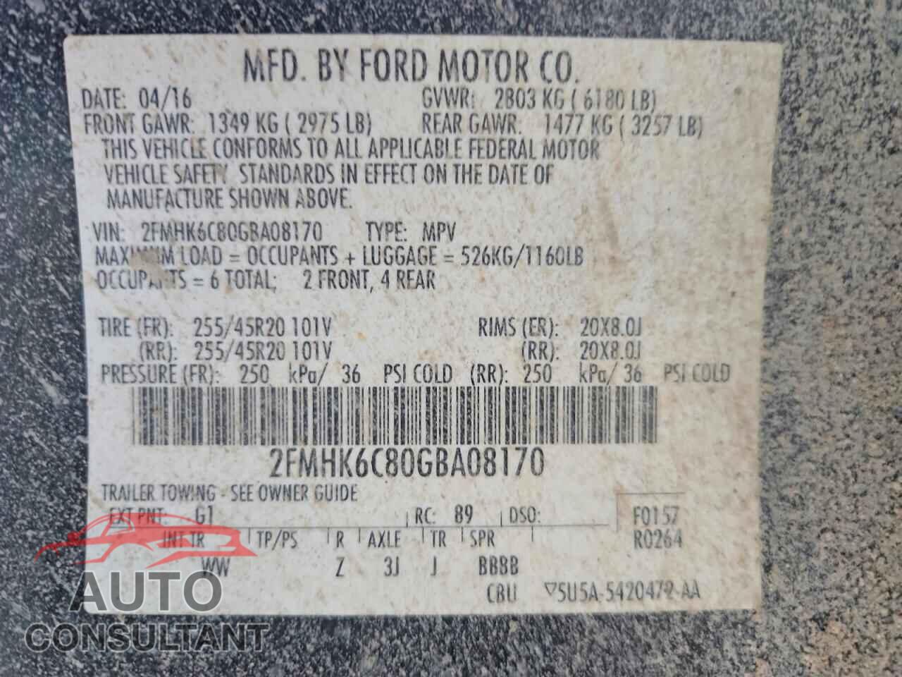 FORD FLEX 2016 - 2FMHK6C80GBA08170