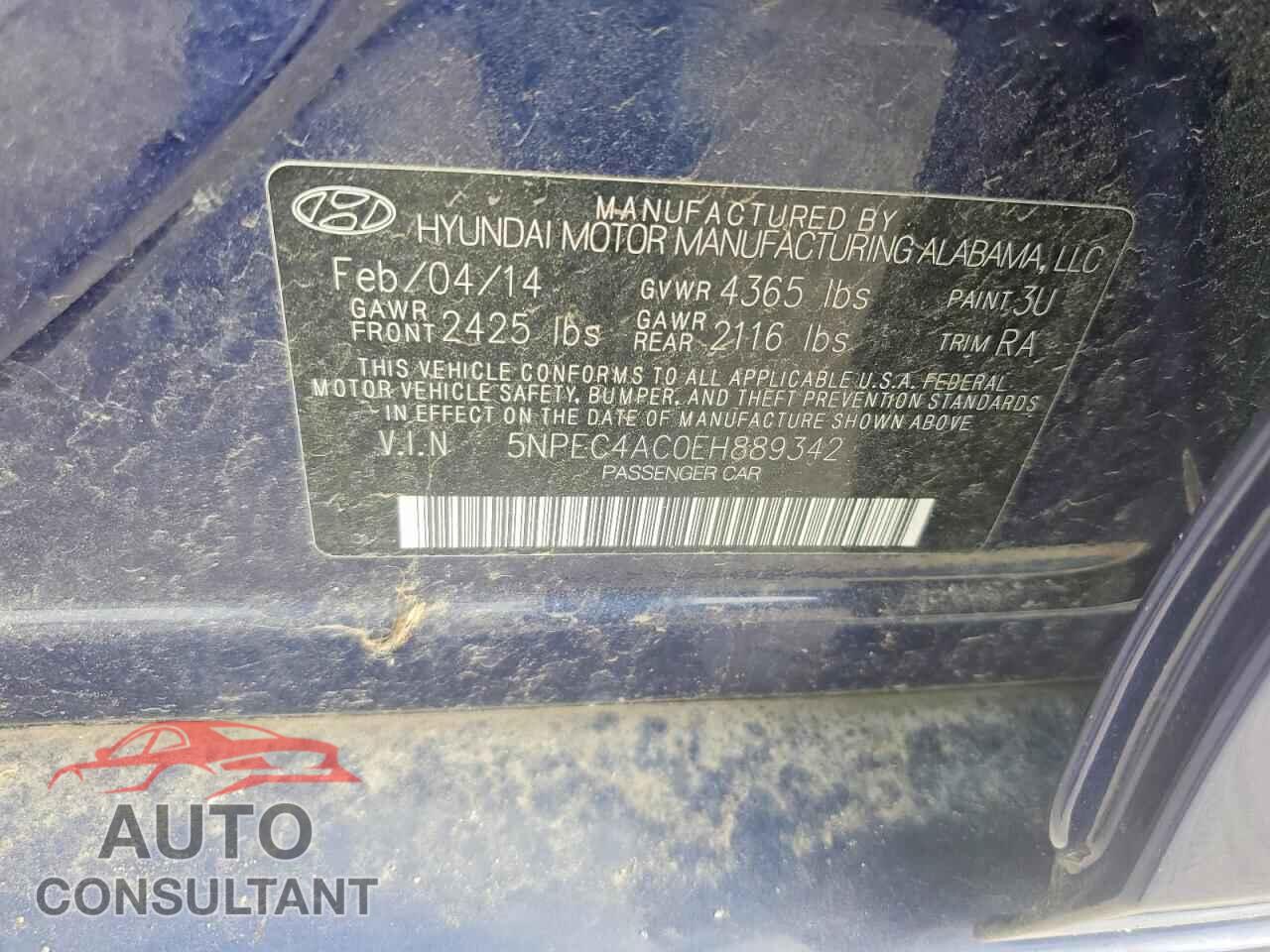 HYUNDAI SONATA 2014 - 5NPEC4AC0EH889342