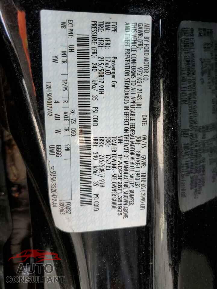 FORD FOCUS 2015 - 1FADP3F28FL381925