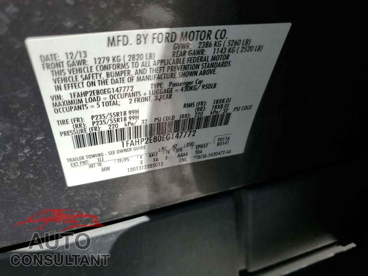 FORD TAURUS 2014 - 1FAHP2E80EG147772