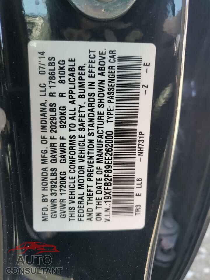 HONDA CIVIC 2014 - 19XFB2F89EE262000