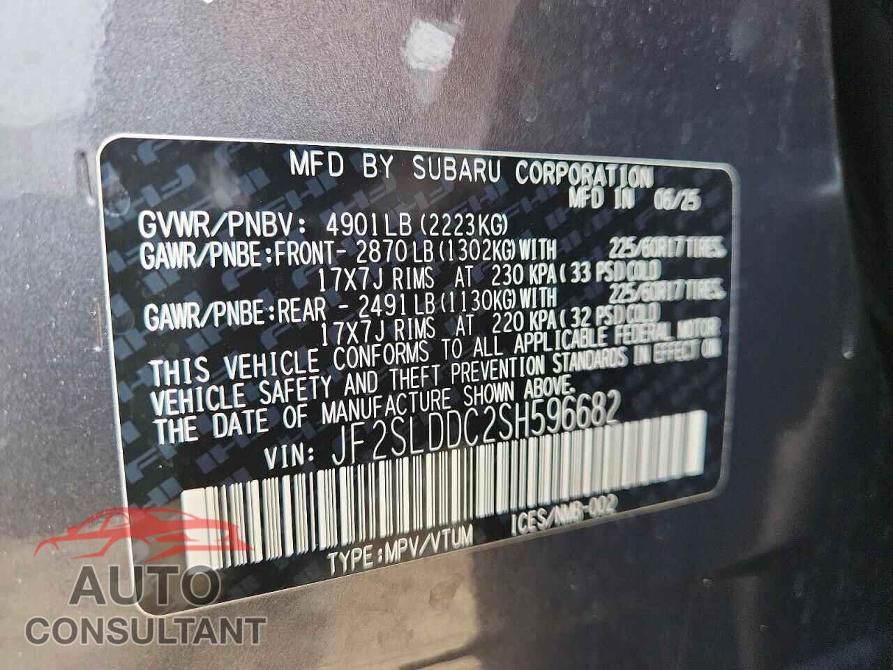 SUBARU FORESTER 2025 - JF2SLDDC2SH596682