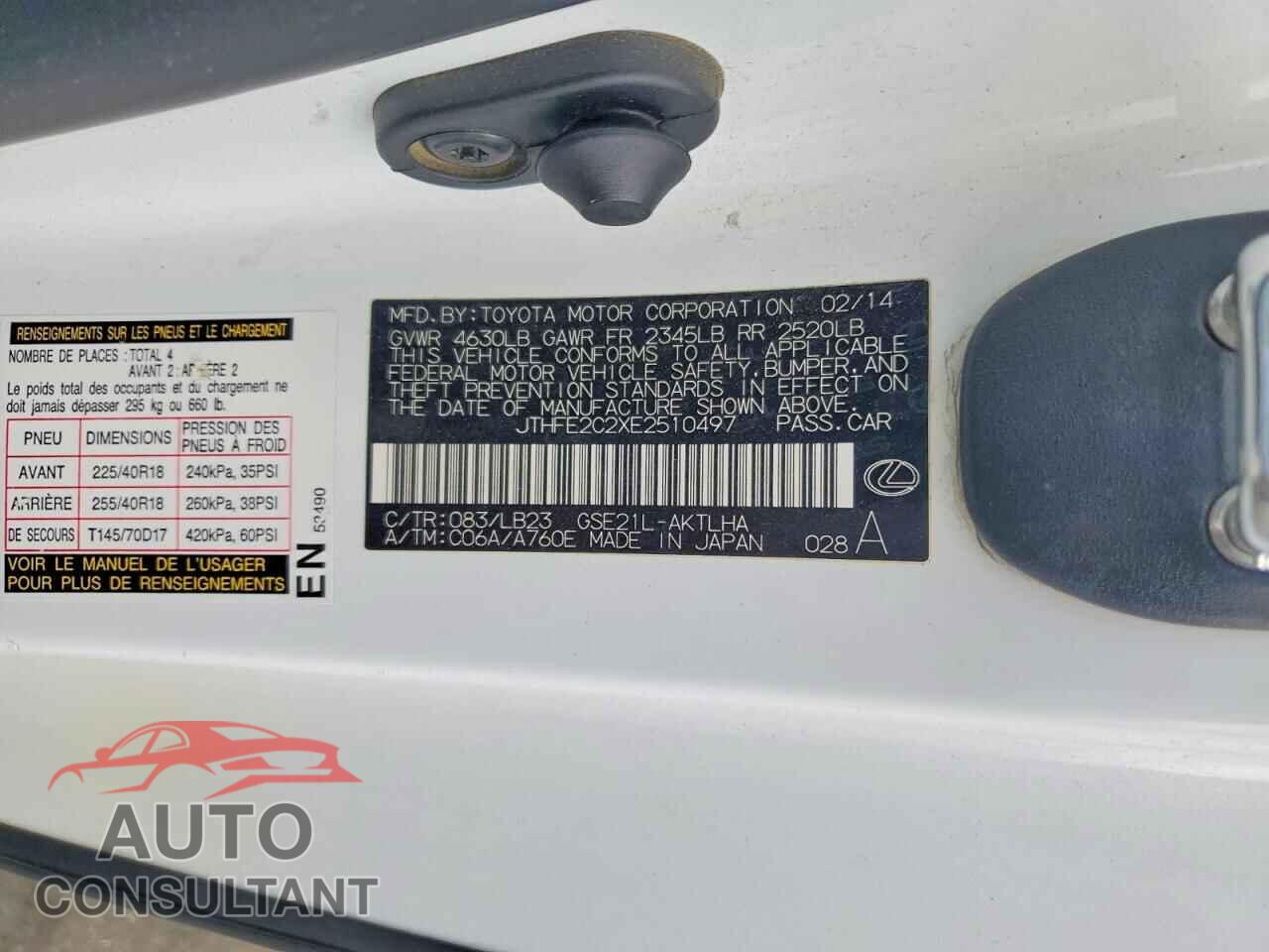 LEXUS IS 2014 - JTHFE2C2XE2510497