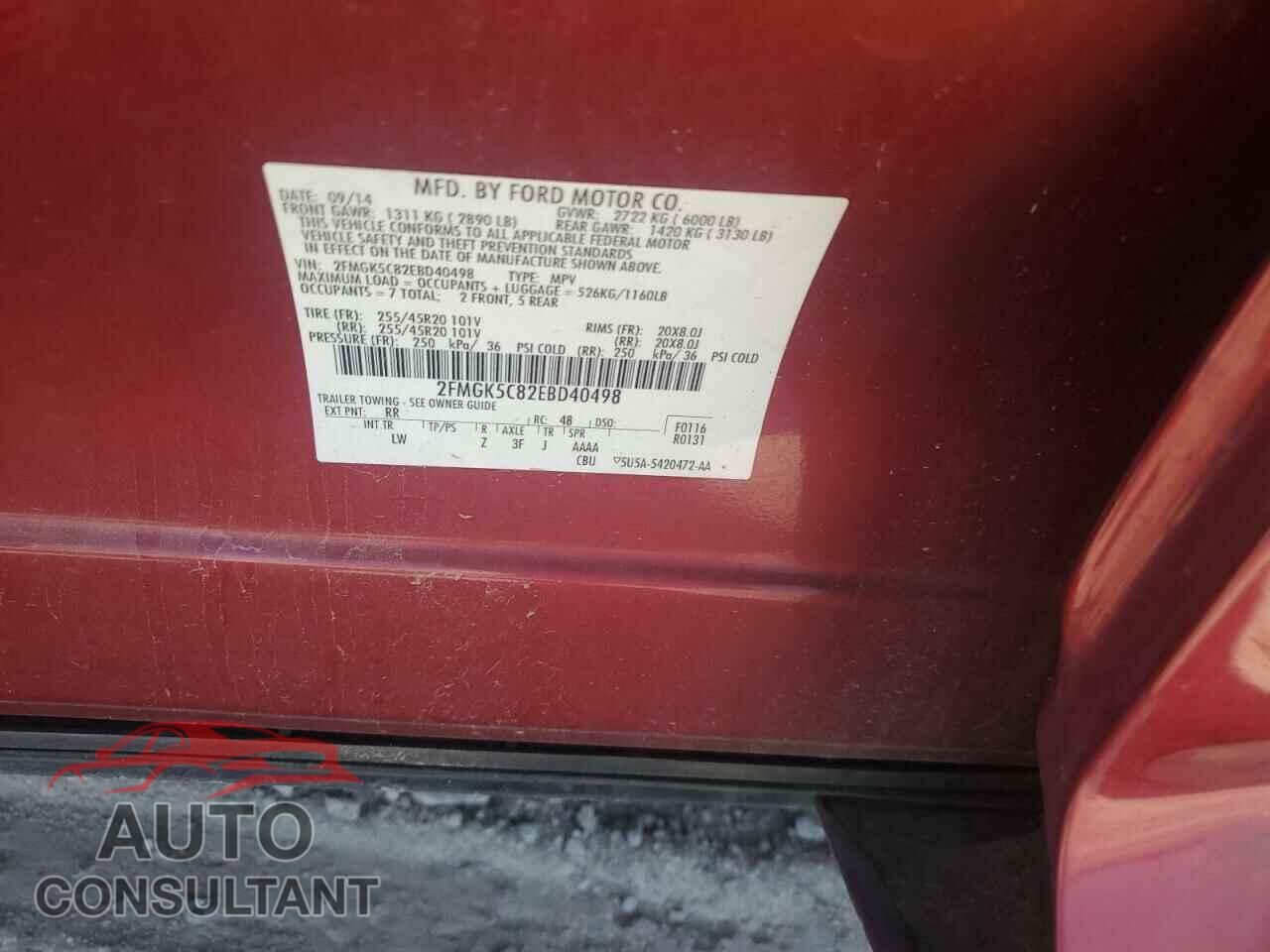 FORD FLEX 2014 - 2FMGK5C82EBD40498