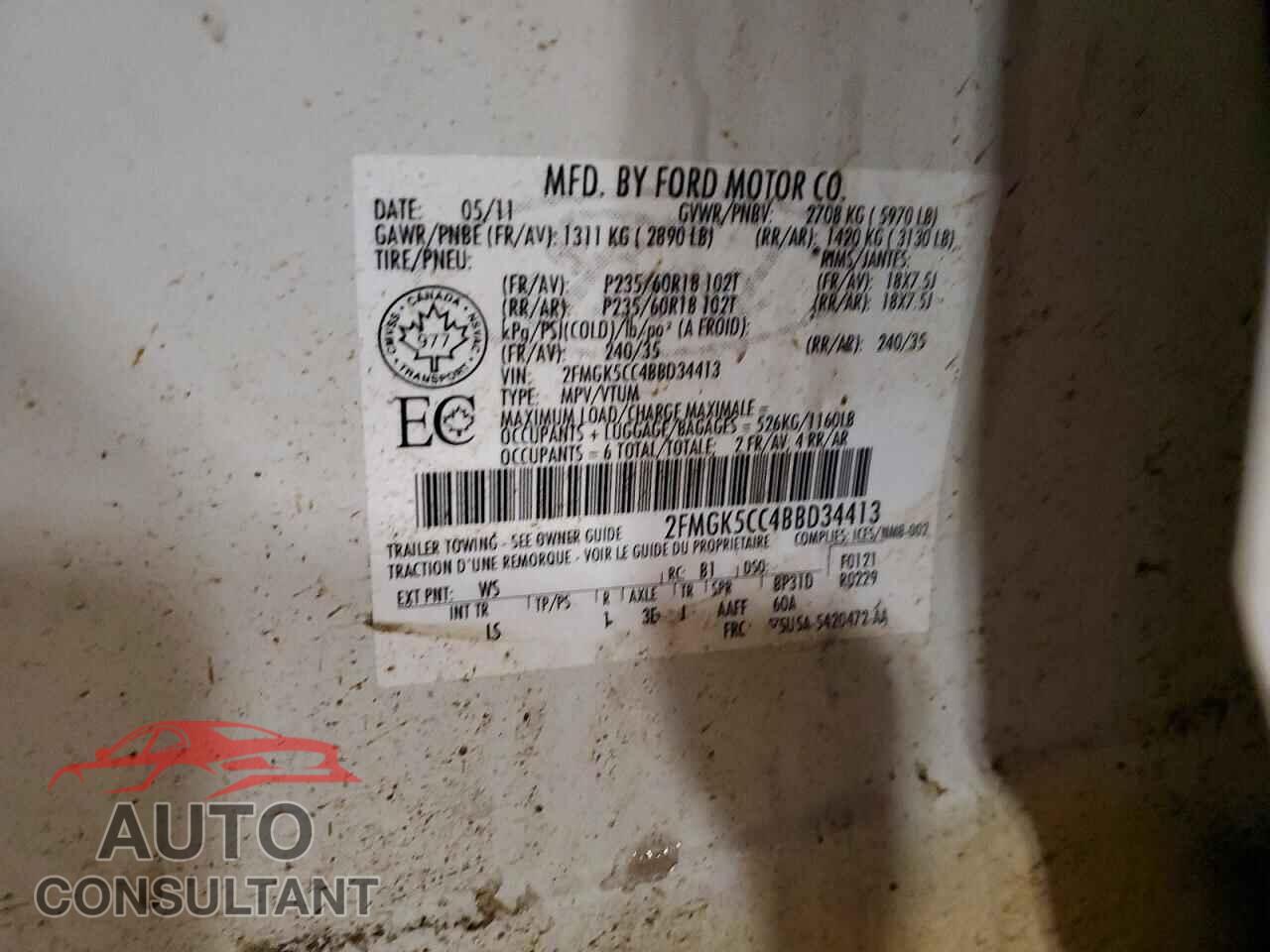 FORD FLEX 2011 - 2FMGK5CC4BBD34413