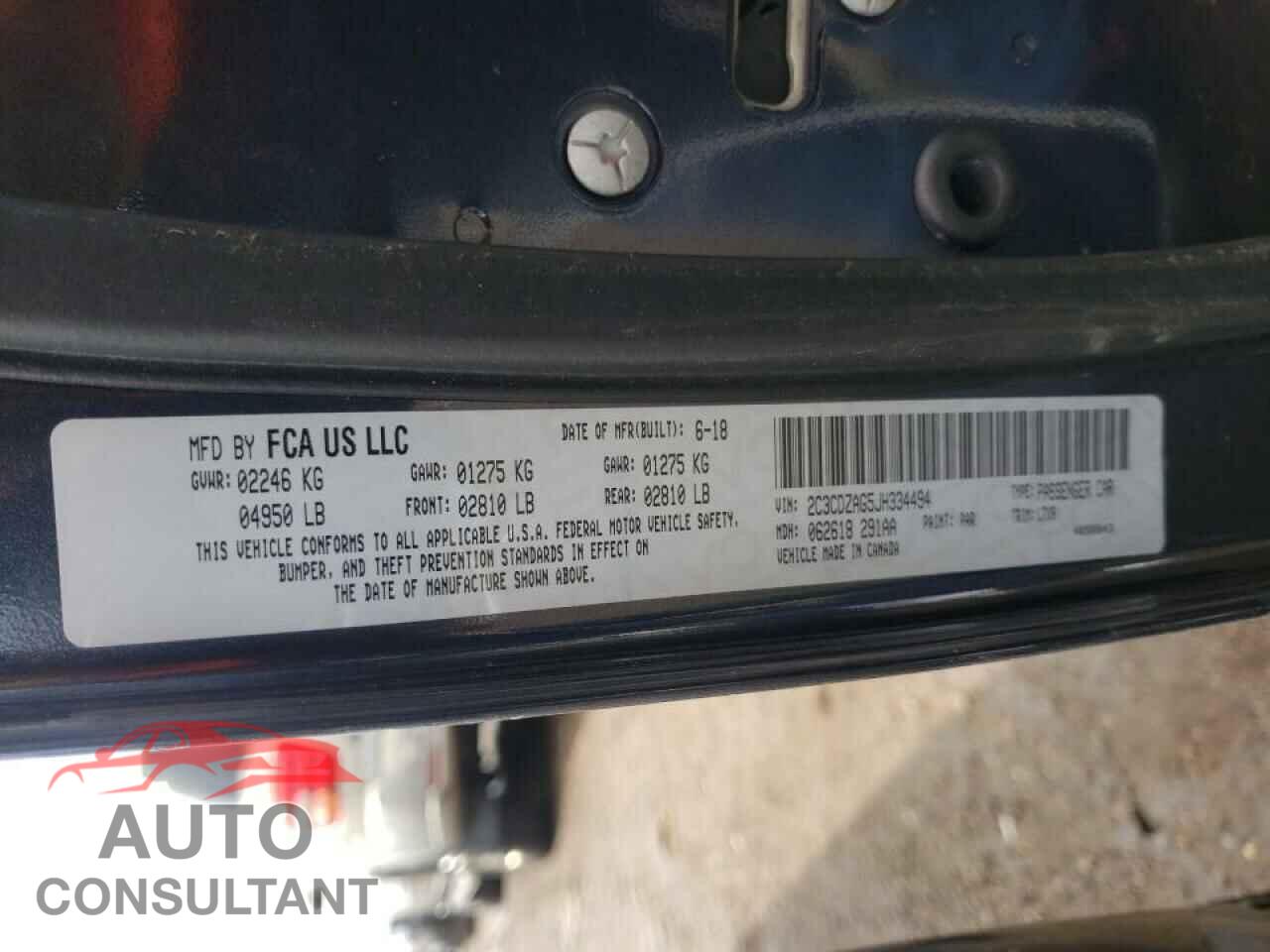 DODGE CHALLENGER 2018 - 2C3CDZAG5JH334494