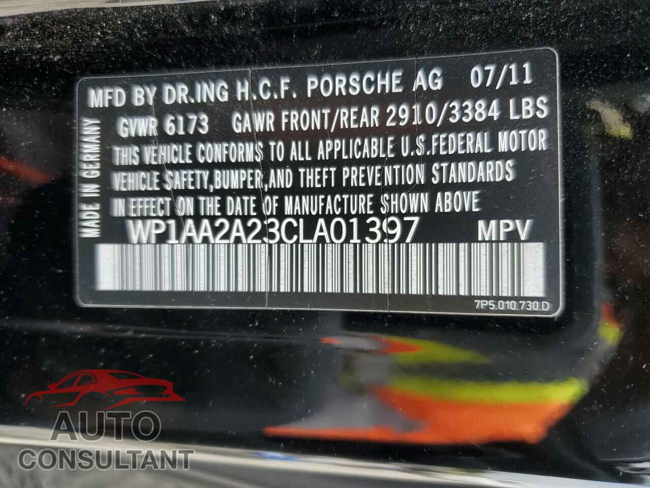 PORSCHE CAYENNE 2012 - WP1AA2A23CLA01397