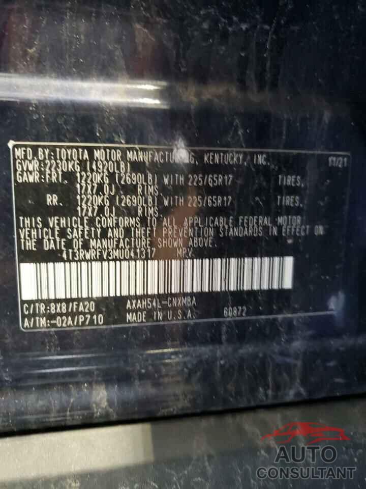 TOYOTA RAV4 2021 - 4T3RWRFV3MU041317