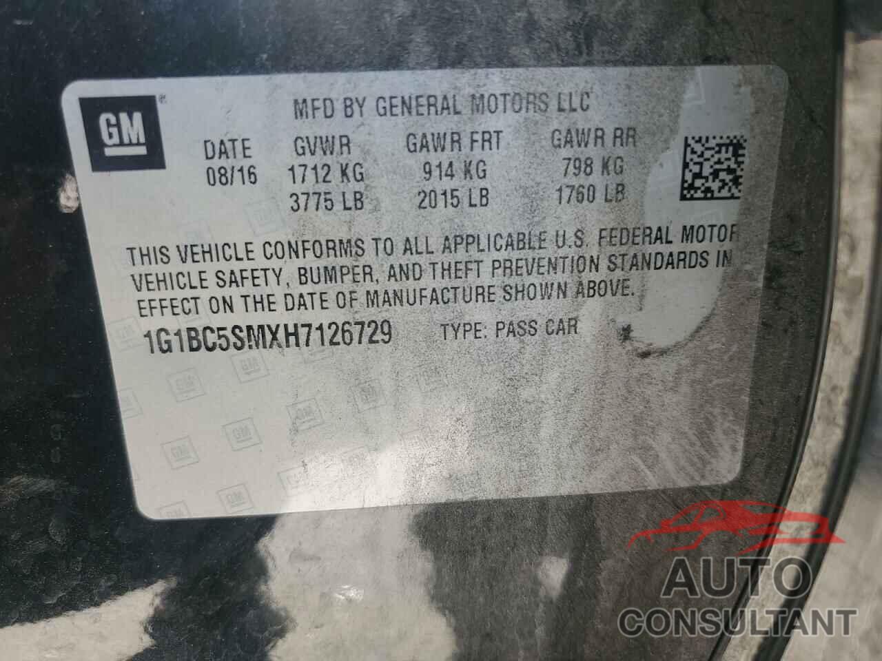 CHEVROLET CRUZE 2017 - 1G1BC5SMXH7126729