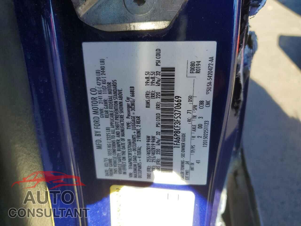 FORD MUSTANG 2015 - 1FA6P8CF3F5370669