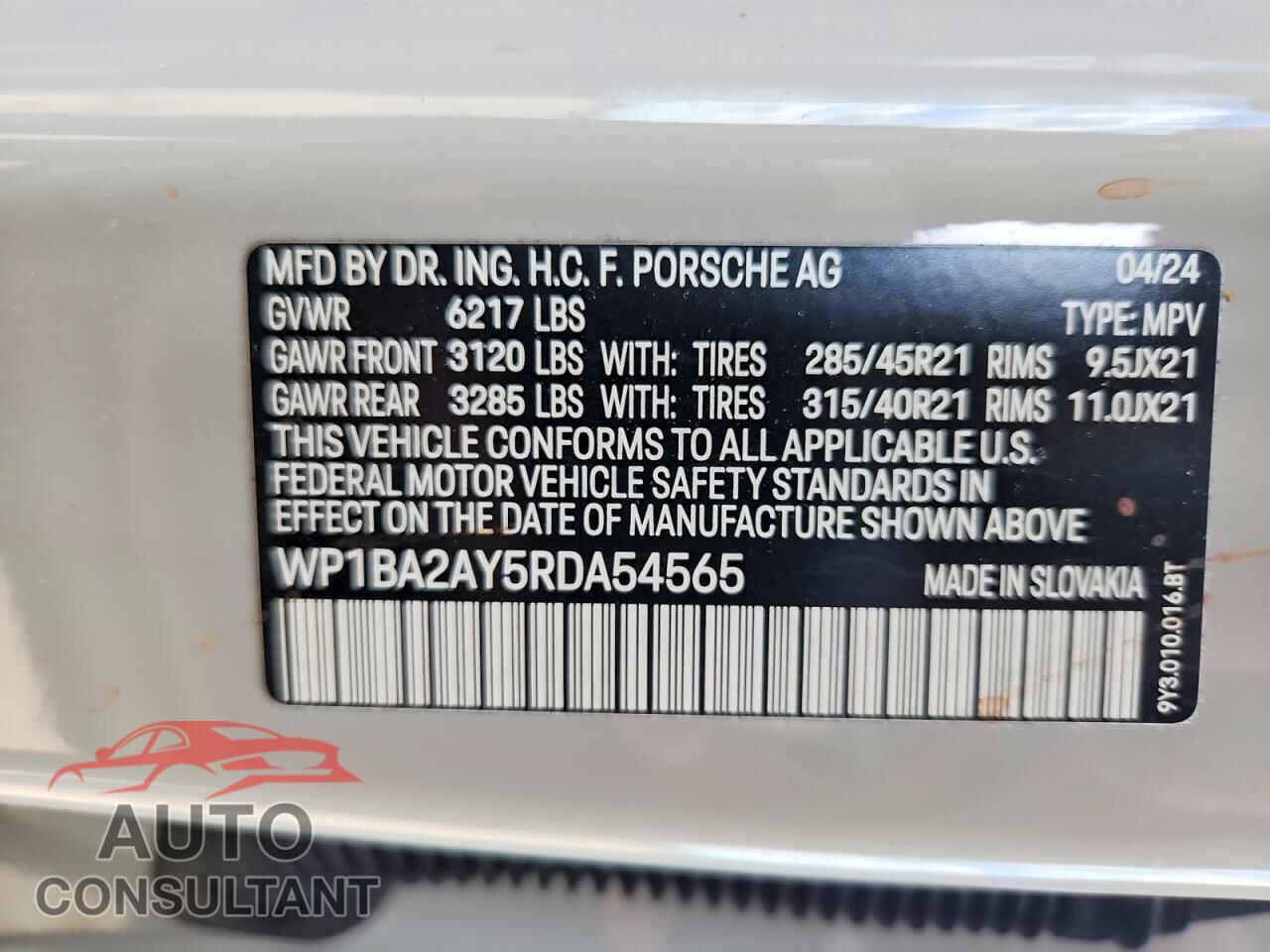 PORSCHE CAYENNE 2024 - WP1BA2AY5RDA54565