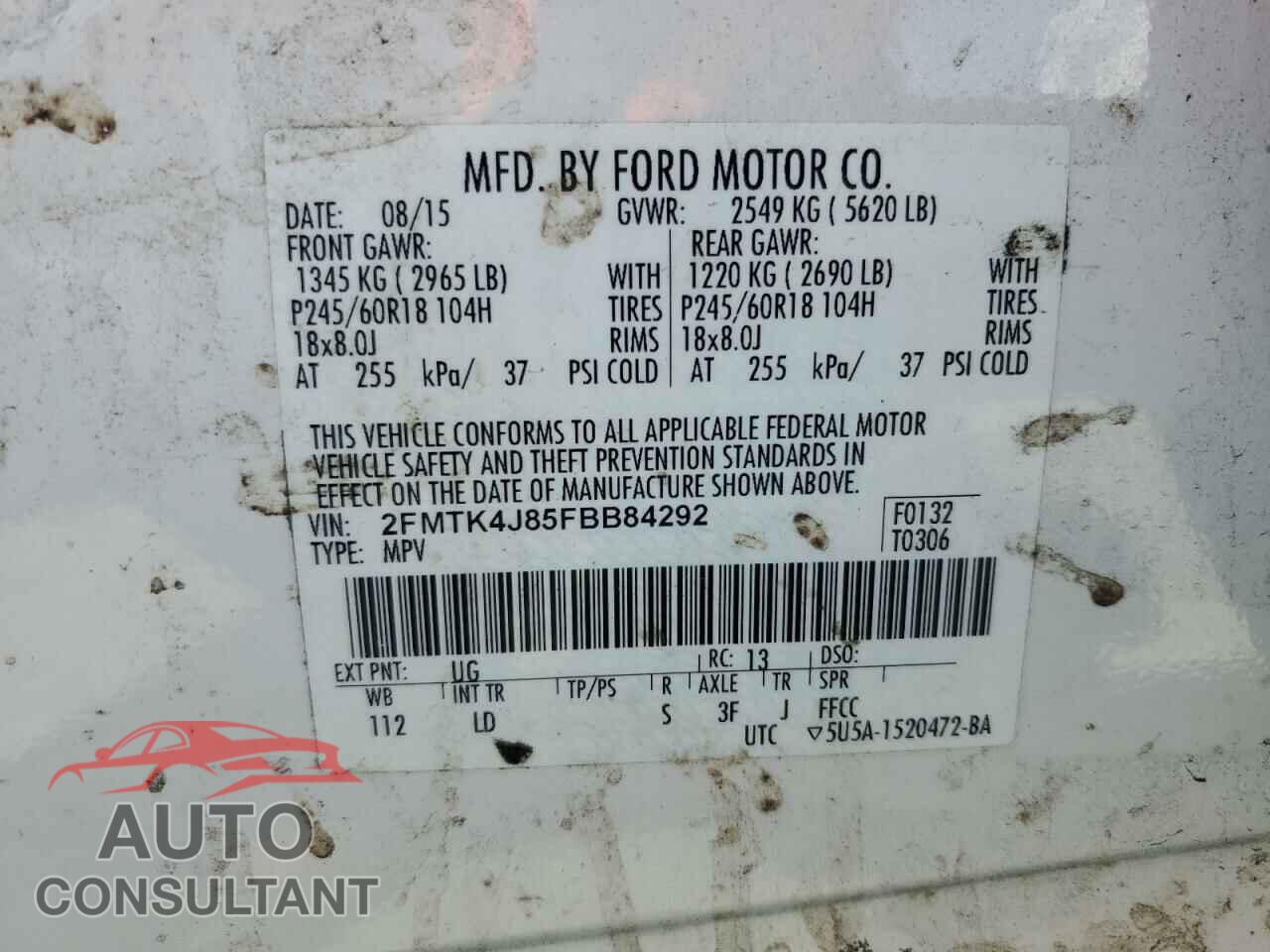 FORD EDGE 2015 - 2FMTK4J85FBB84292