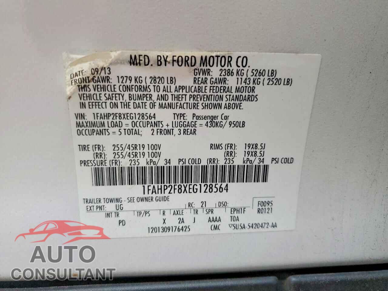 FORD TAURUS 2014 - 1FAHP2F8XEG128564