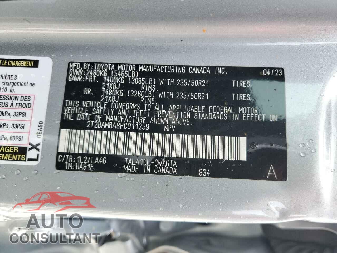 LEXUS RX350 2023 - 2T2BAMBA8PC011259