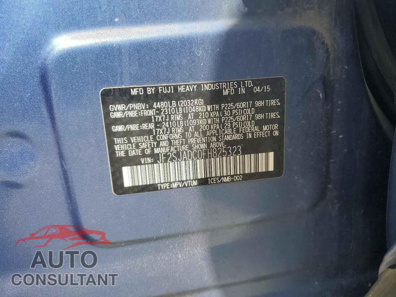 SUBARU FORESTER 2015 - JF2SJADC0FH825323