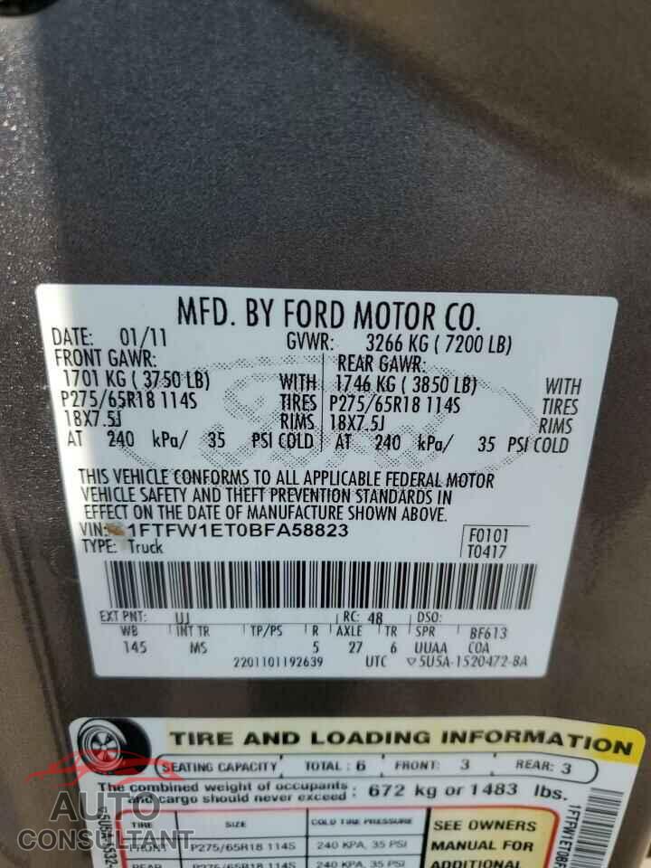 FORD F-150 2011 - 1FTFW1ET0BFA58823