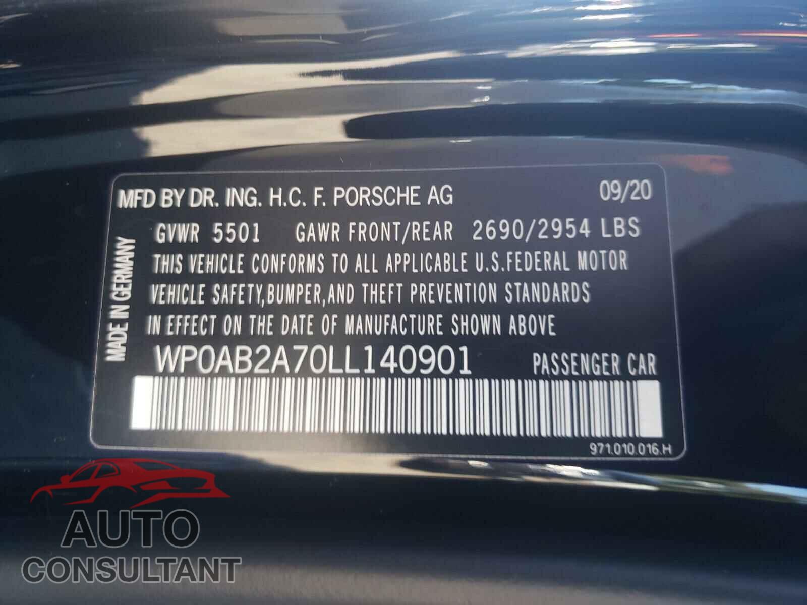 PORSCHE PANAMERA 2020 - WP0AB2A70LL140901