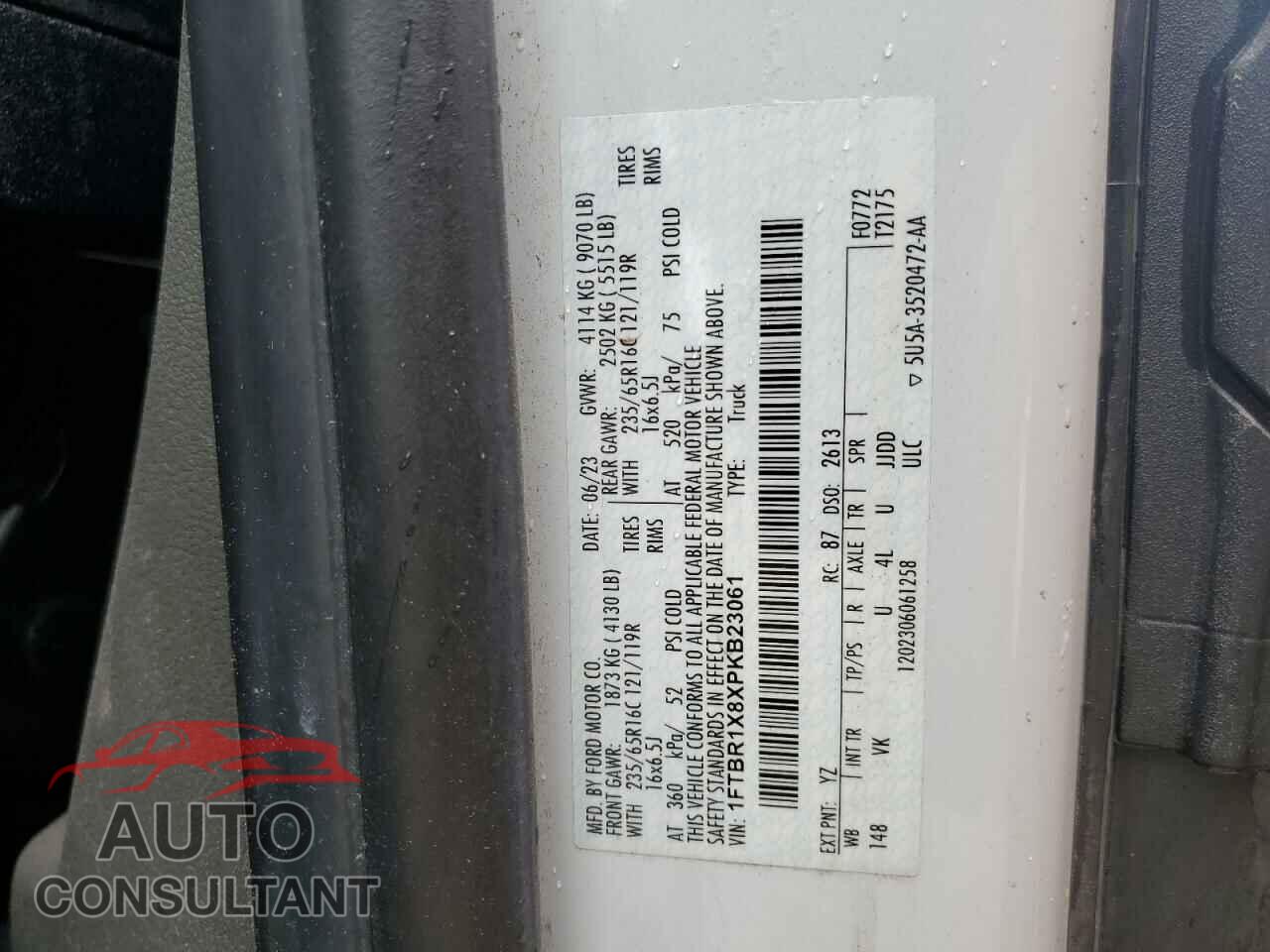 FORD TRANSIT 2023 - 1FTBR1X8XPKB23061
