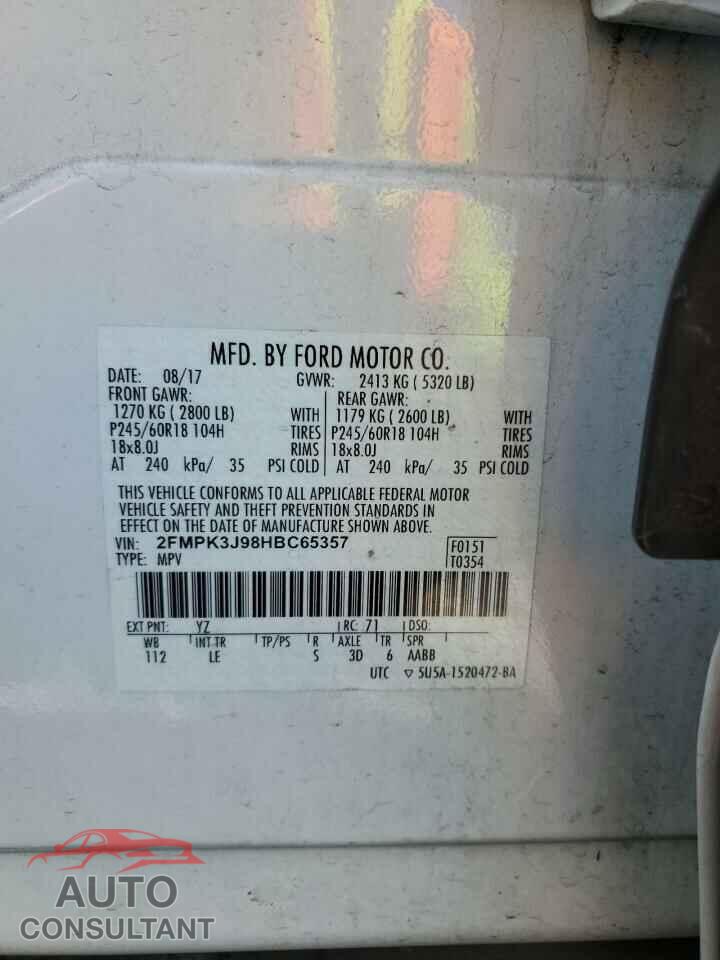 FORD EDGE 2017 - 2FMPK3J98HBC65357