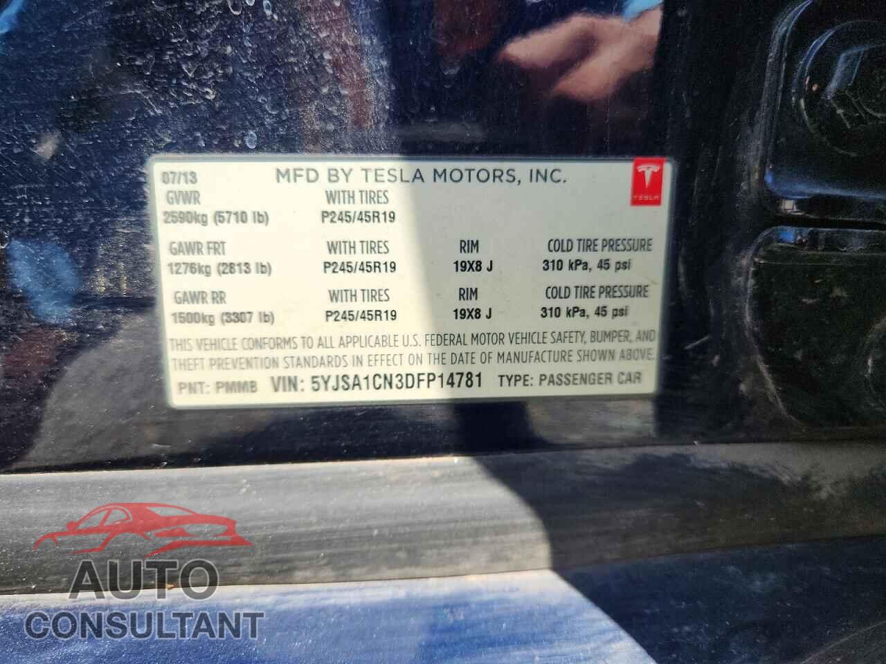 TESLA MODEL S 2013 - 5YJSA1CN3DFP14781