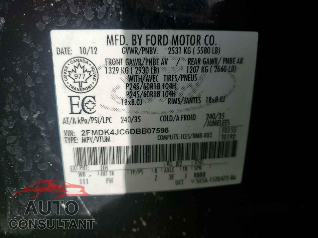 FORD EDGE 2013 - 2FMDK4JC6DBB07596