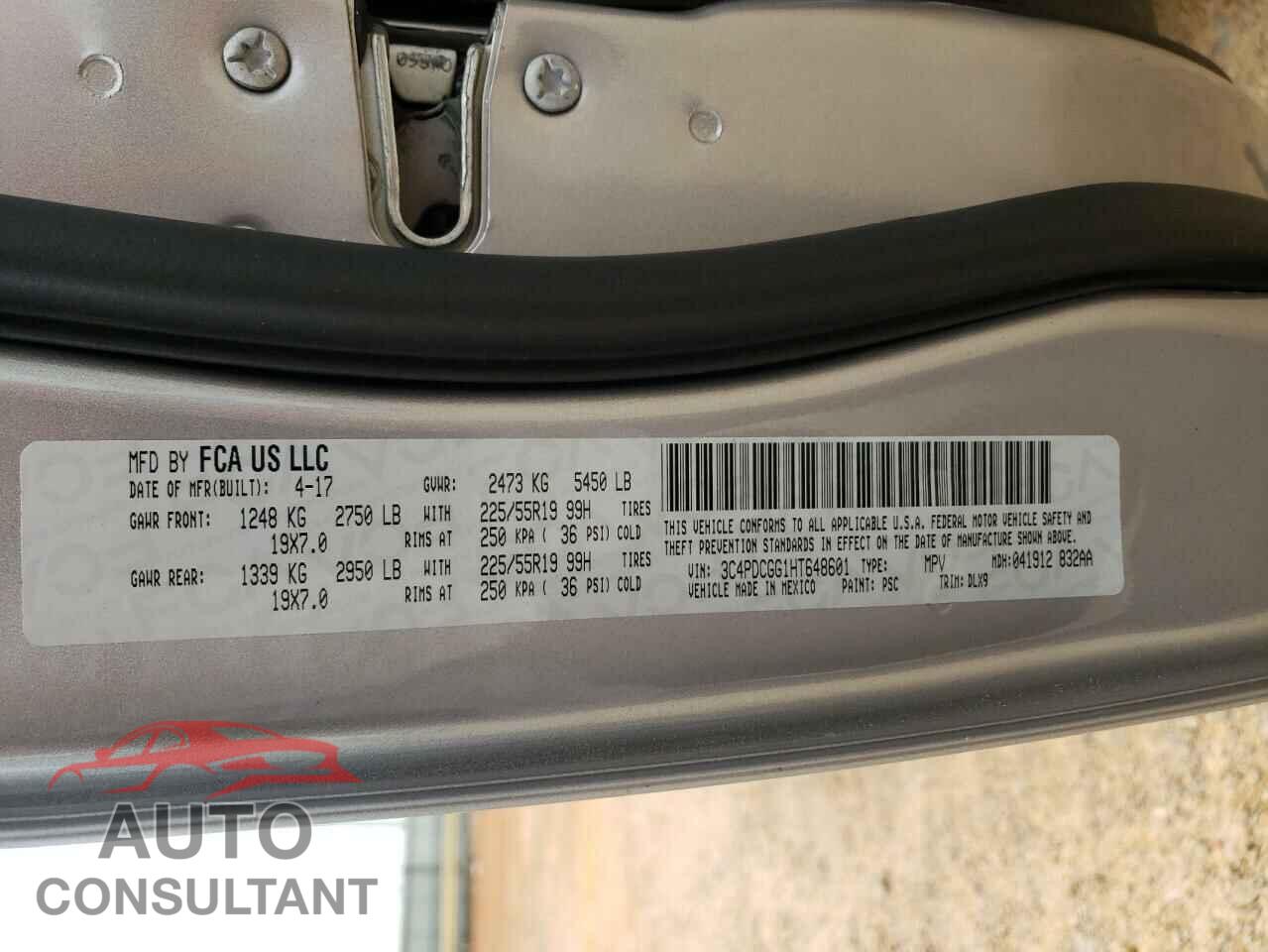 DODGE JOURNEY 2017 - 3C4PDCGG1HT648601