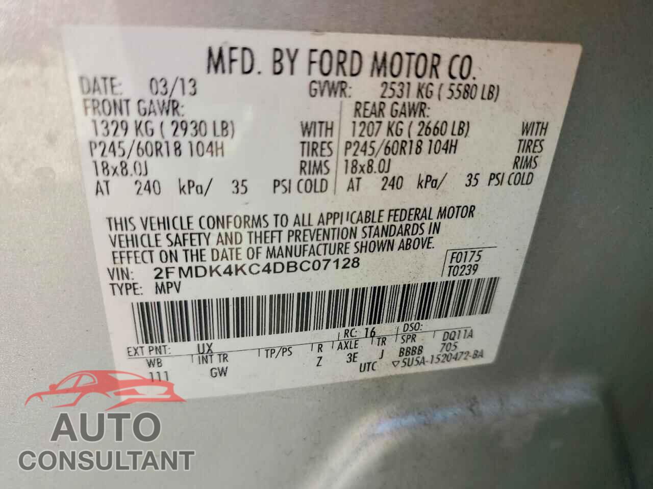 FORD EDGE 2013 - 2FMDK4KC4DBC07128