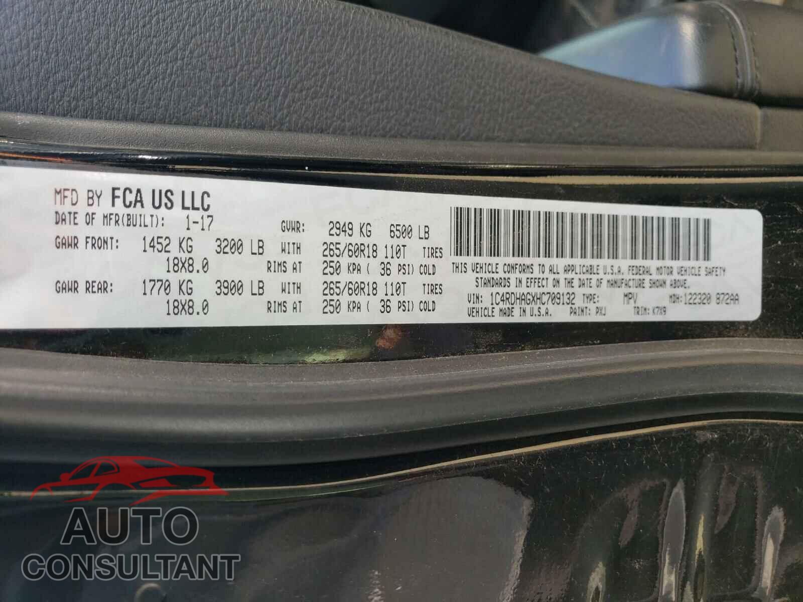 DODGE DURANGO 2017 - 1C4RDHAGXHC709132