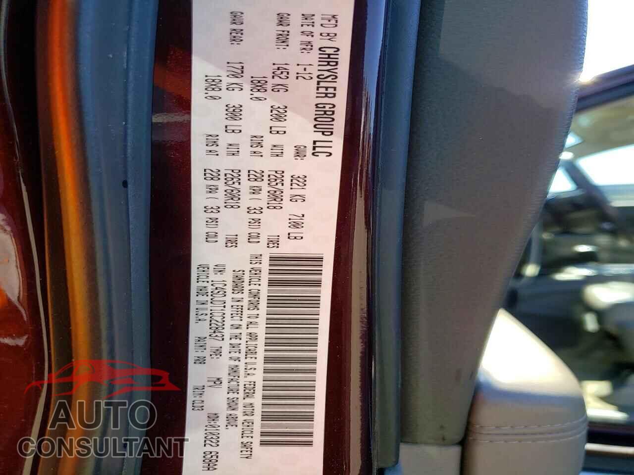 DODGE DURANGO 2012 - 1C4SDJDT1CC228437