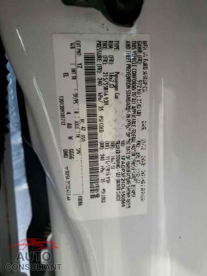 FORD FOCUS 2013 - 1FADP3F21DL150569