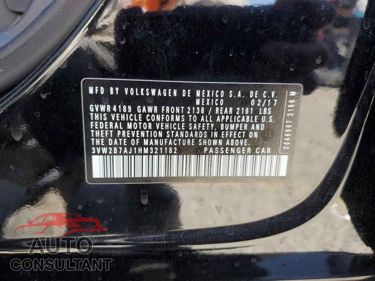 VOLKSWAGEN JETTA 2017 - 3VW2B7AJ1HM321182