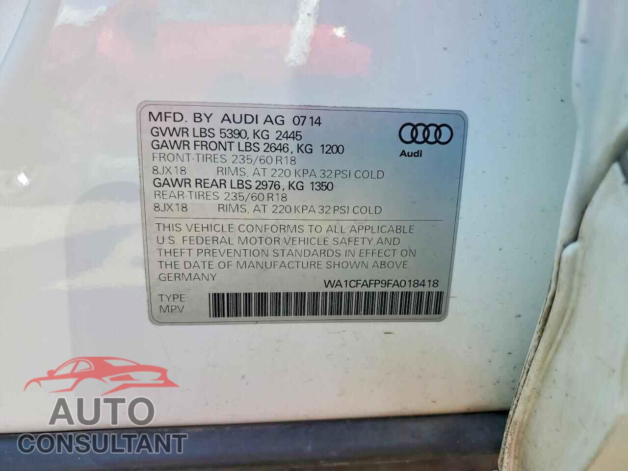 AUDI Q5 2015 - WA1CFAFP9FA018418