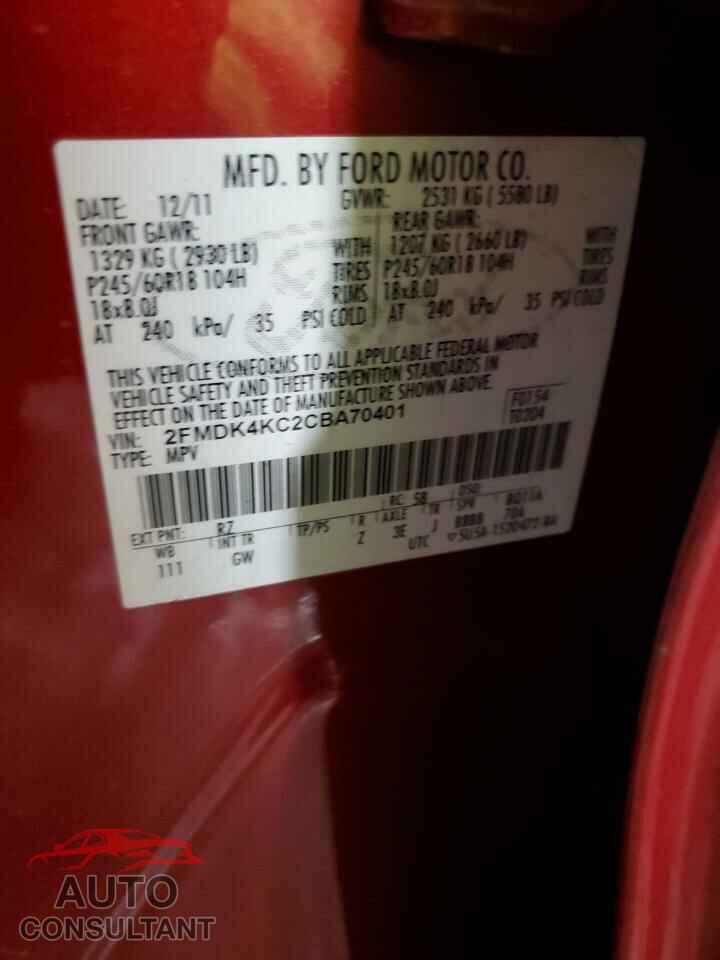 FORD EDGE 2012 - 2FMDK4KC2CBA70401