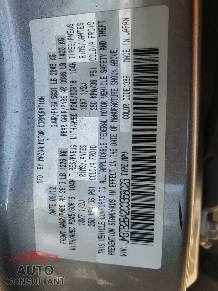 MAZDA CX-9 2012 - JM3TB2BA2C0368023