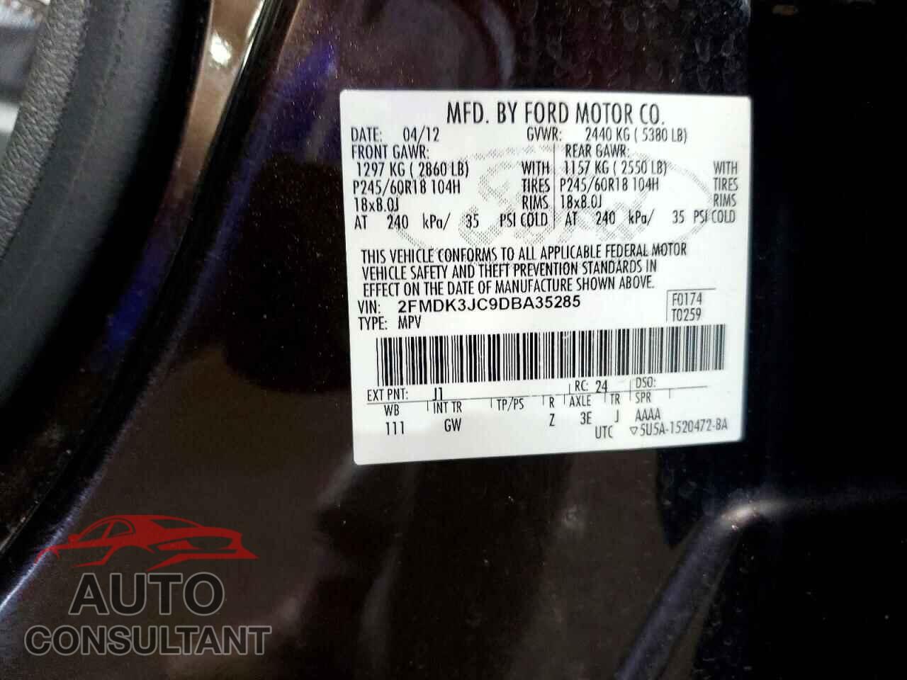 FORD EDGE 2013 - 2FMDK3JC9DBA35285