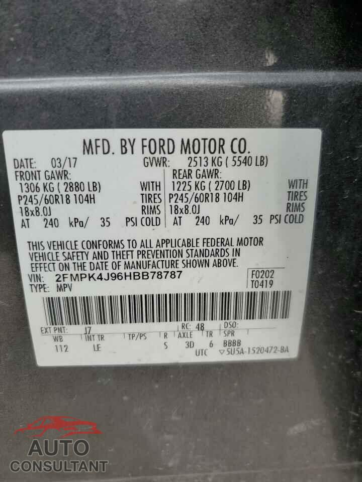 FORD EDGE 2017 - 2FMPK4J96HBB78787