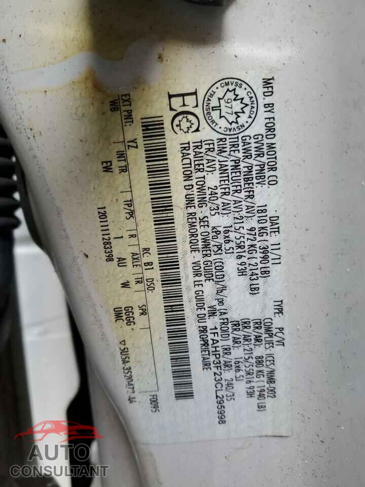 FORD FOCUS 2012 - 1FAHP3F23CL295998