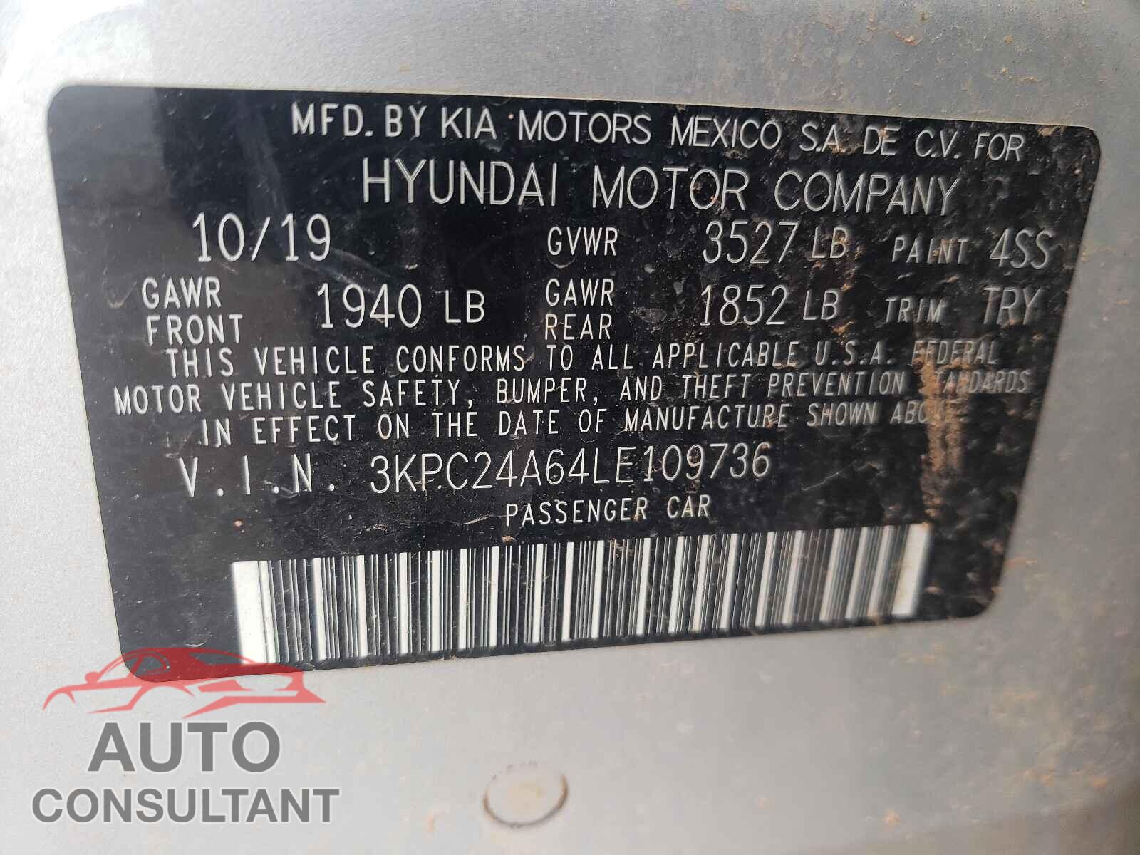 HYUNDAI ACCENT 2020 - 3KPC24A64LE109736
