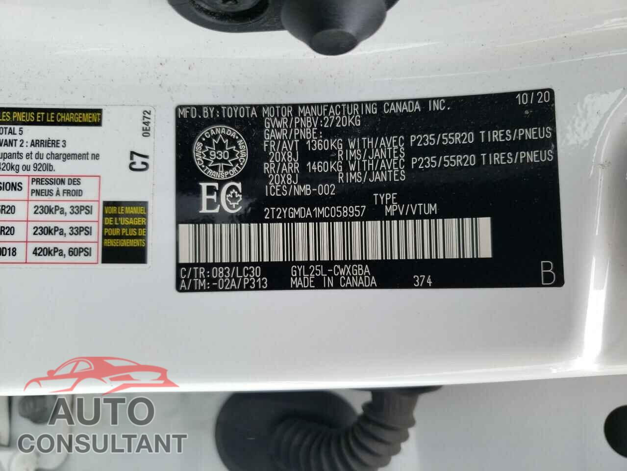 LEXUS RX450 2021 - 2T2YGMDA1MC058957