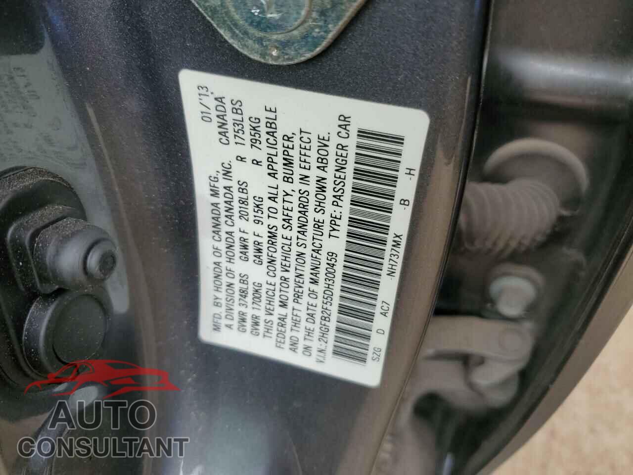 HONDA CIVIC 2013 - 2HGFB2F55DH300459