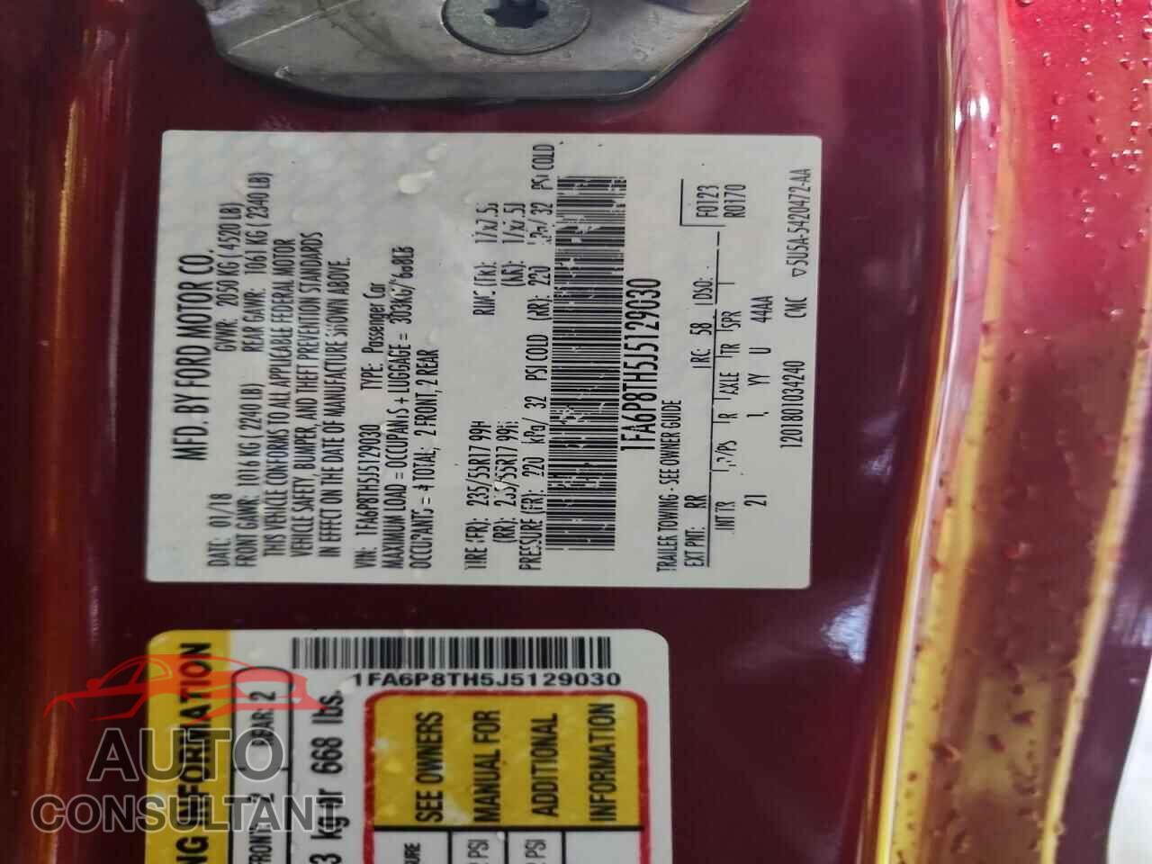 FORD MUSTANG 2018 - 1FA6P8TH5J5129030