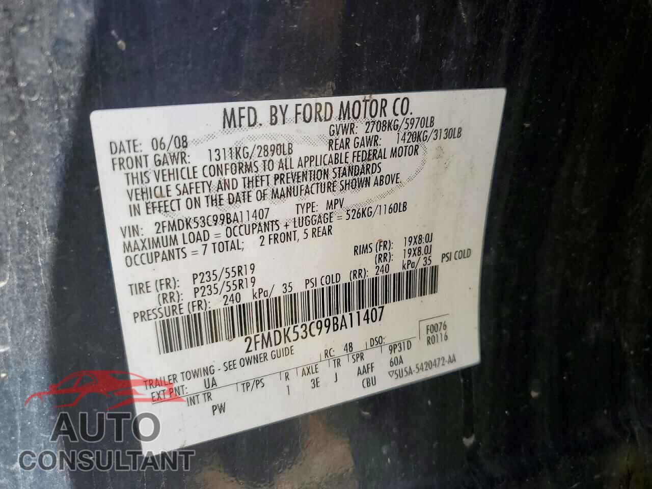 FORD FLEX 2009 - 2FMDK53C99BA11407