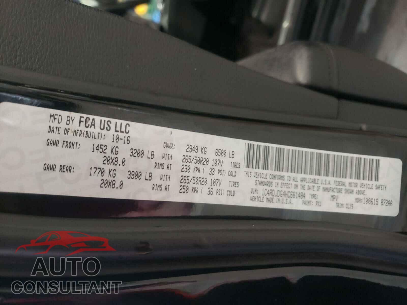 DODGE DURANGO 2017 - 1C4RDJDG4HC661484