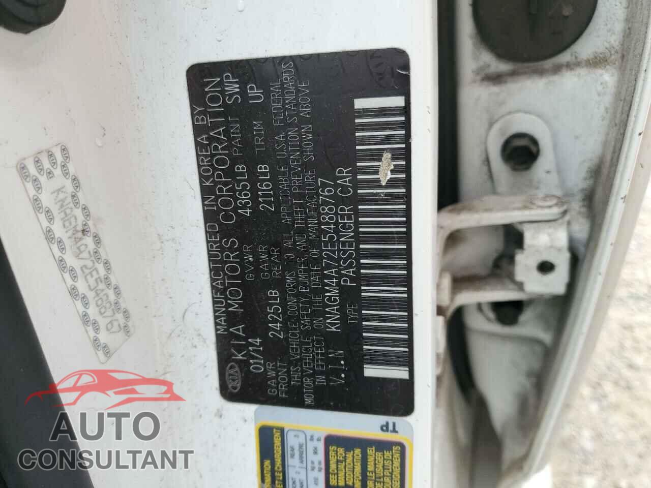 KIA OPTIMA 2014 - KNAGM4A72E5488767