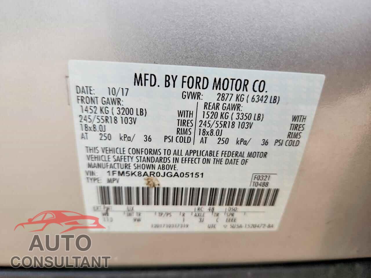 FORD EXPLORER 2018 - 1FM5K8AR0JGA05151