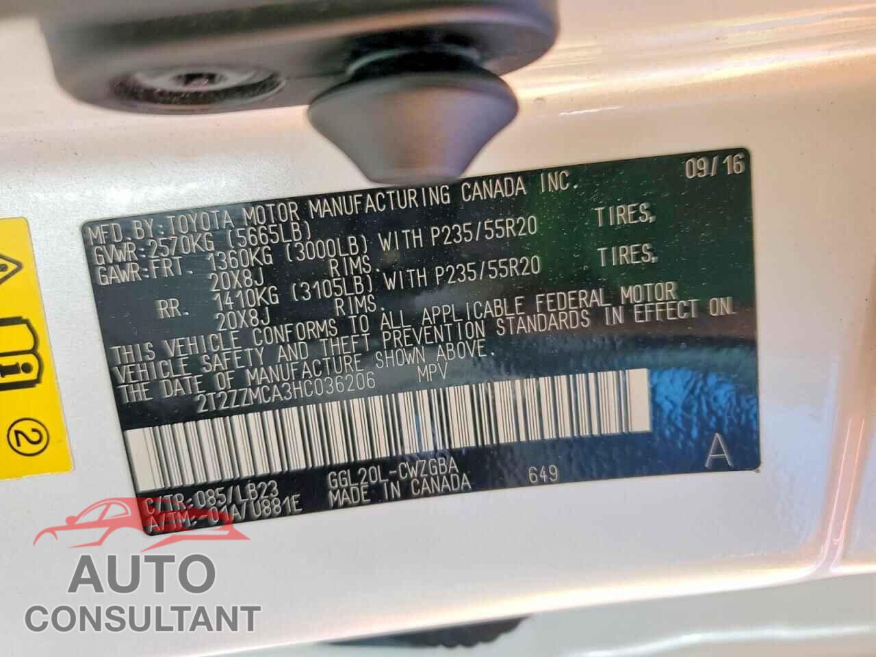 LEXUS RX350 2017 - 2T2ZZMCA3HC036206