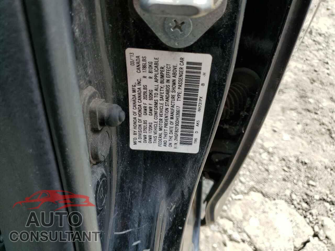 HONDA CIVIC 2013 - 2HGFB2F90DH536617