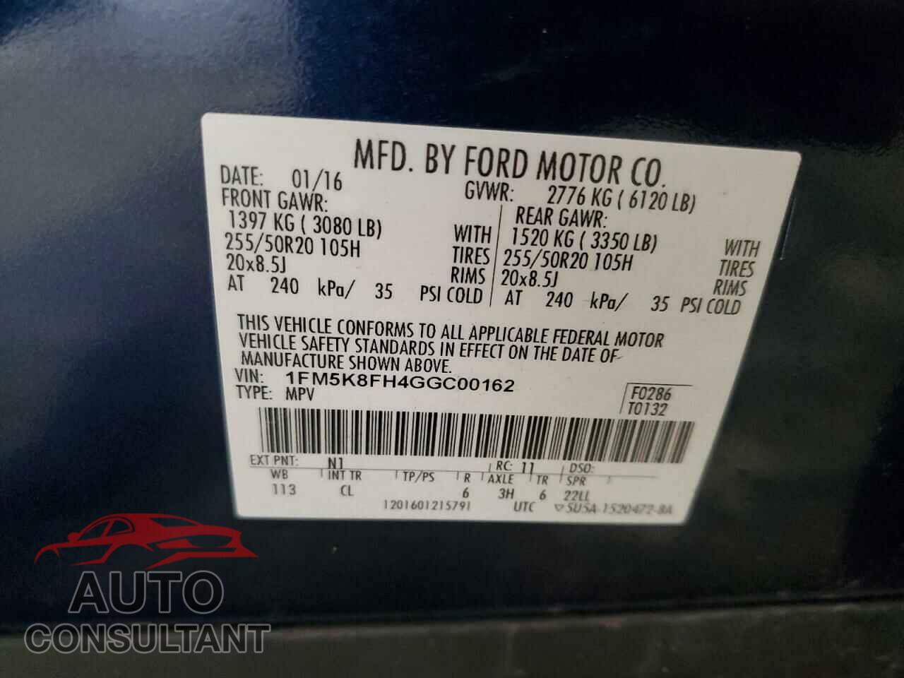FORD EXPLORER 2016 - 1FM5K8FH4GGC00162